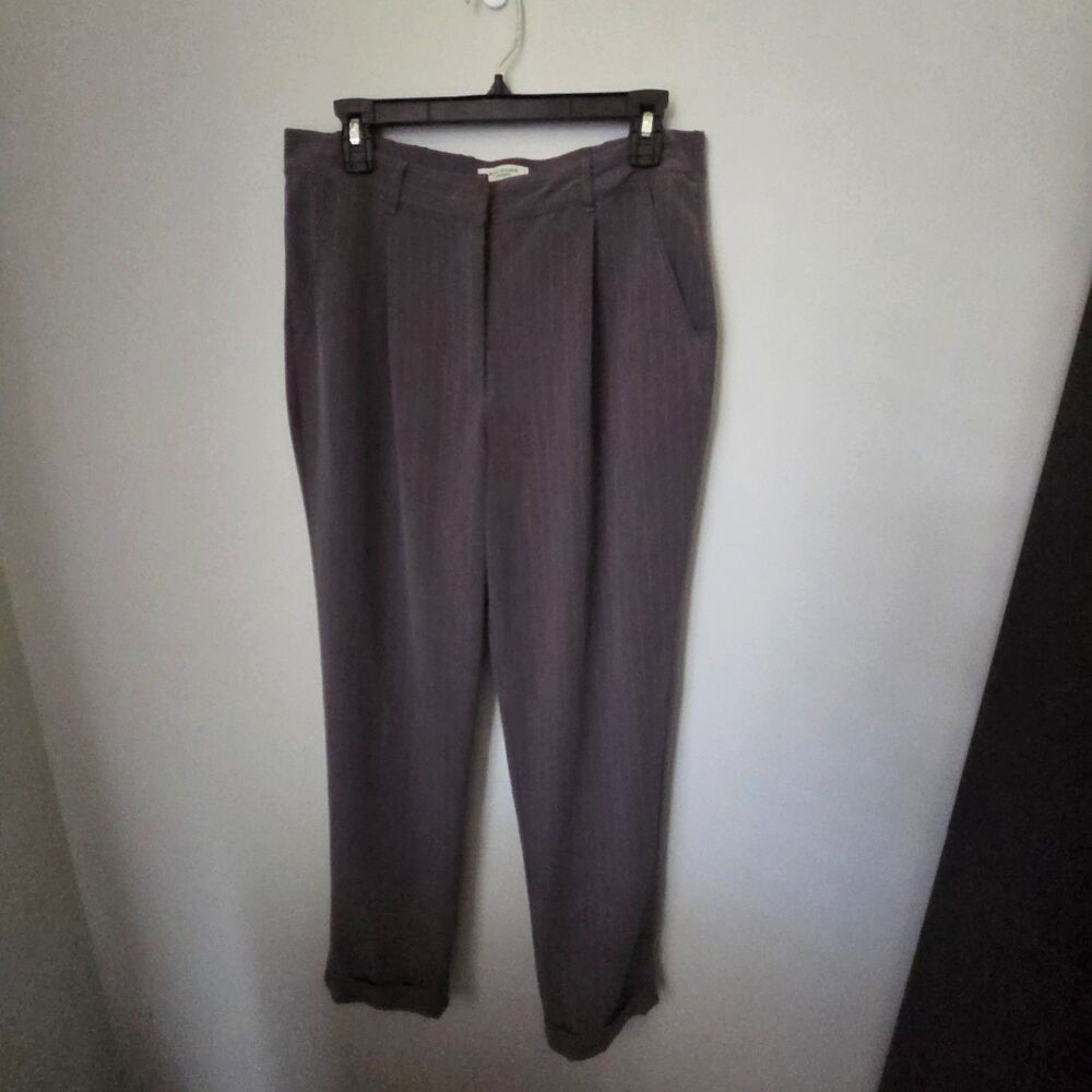 NWOT Preppy Gray Max Studio London Pinstripe Straight Trousers| Women's Size L